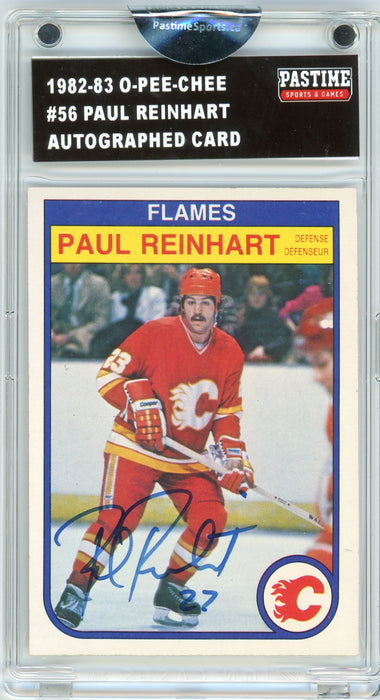 Paul Reinhart #56 1982/93 O-Pee-Chee Autographed Card Encased in Magpro - Pastime Sports & Games