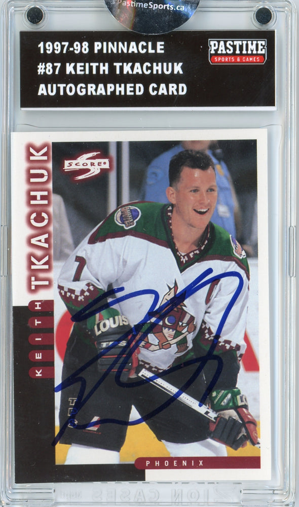 Keith Tkachuk #87 1997/98 Pinnacle Hockey Autographed Card Encased in Magpro - Pastime Sports & Games
