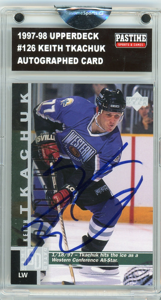 Keith Tkachuk #126 1997/98 Upper Deck Hockey Autographed Card Encased in Magpro - Pastime Sports & Games