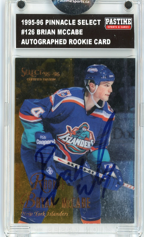 Brian McCabe #126 1995/96 Pinnacle Select Hockey Autographed Card Encased in Magpro - Pastime Sports & Games
