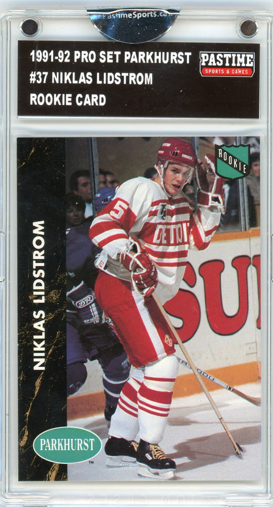 Niklas Lidstrom #37 1991/92 Pro Set Parkhurst Hockey Rookie Card Encased in Magpro - Pastime Sports & Games