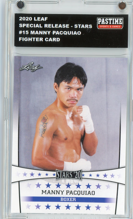 Manny Pacquiao 2020 #15 Leaf Boxing Player Card Encased in Magpro - Pastime Sports & Games