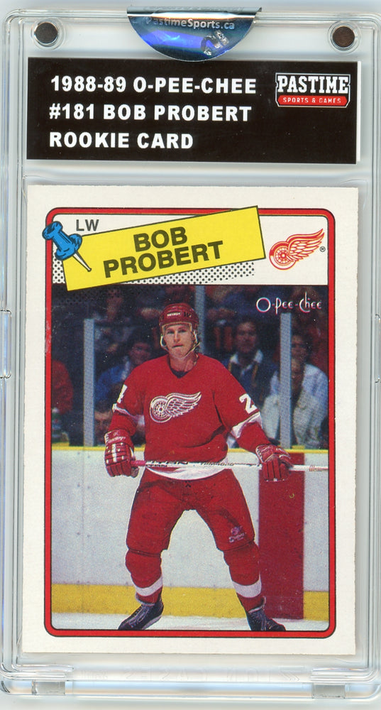 Bob Probert #181 1988/98 O-Pee-Chee Hockey Rookie Card Encased in Magpro - Pastime Sports & Games