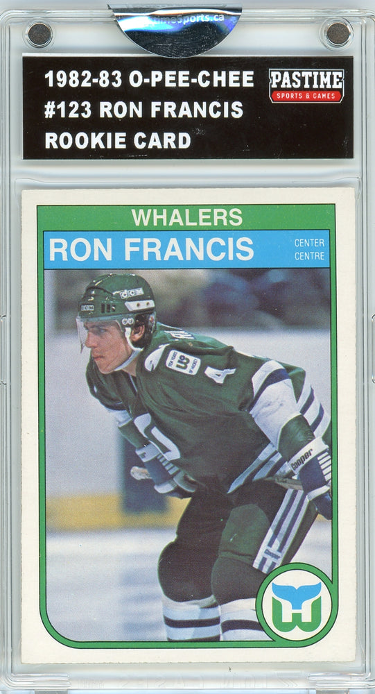 Ron Francis #123 1982/83 O-Pee-Chee Hockey Rookie Card Encased in Magpro - Pastime Sports & Games