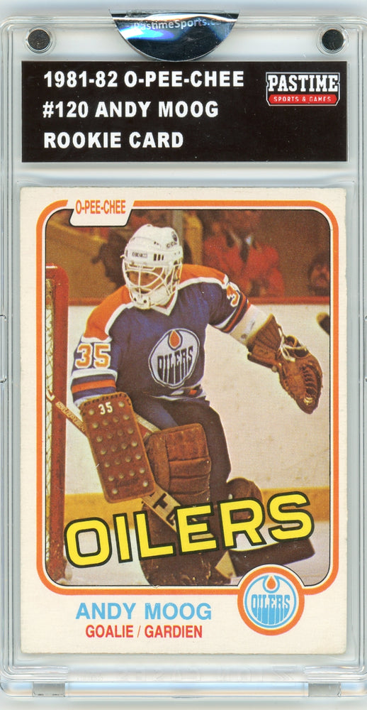 Andy Moog #120 1981/82 O-Pee-Chee Hockey Rookie Card Encased in Magpro - Pastime Sports & Games