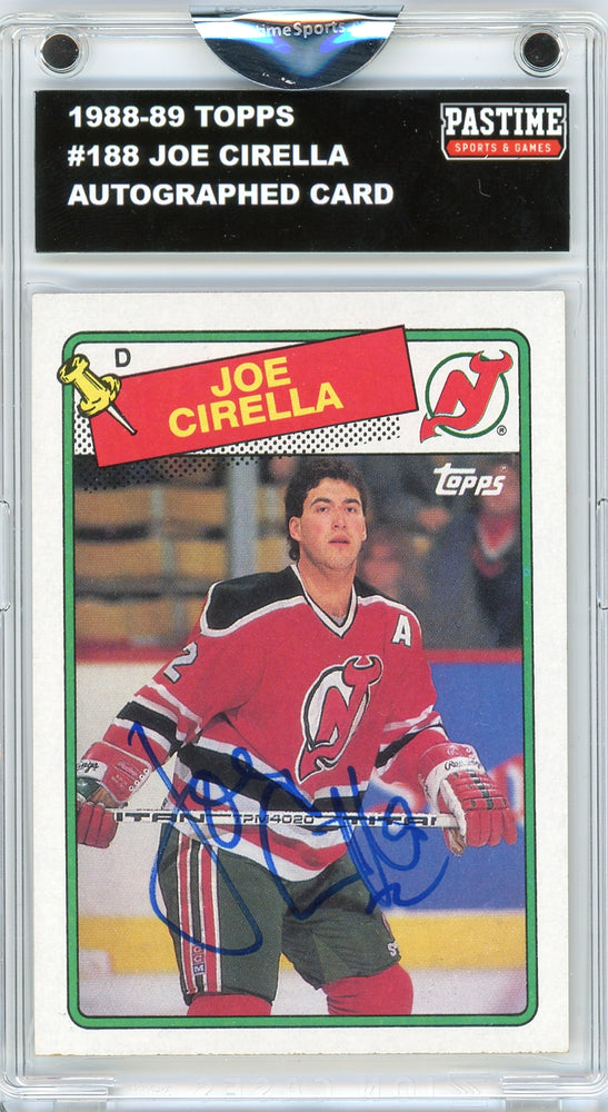Joe Cirella #188 1988/89 Topps Hockey Autographed Card Encased in Magpro - Pastime Sports & Games