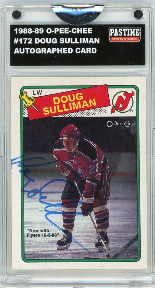Doug Sulliman #172 1988/89 O-Pee-Chee Hockey Autographed Card Encased in Magpro - Pastime Sports & Games