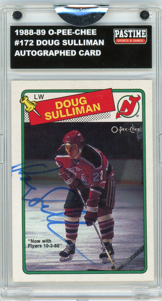 Doug Sulliman #172 1988/89 O-Pee-Chee Hockey Autographed Card Encased in Magpro - Pastime Sports & Games