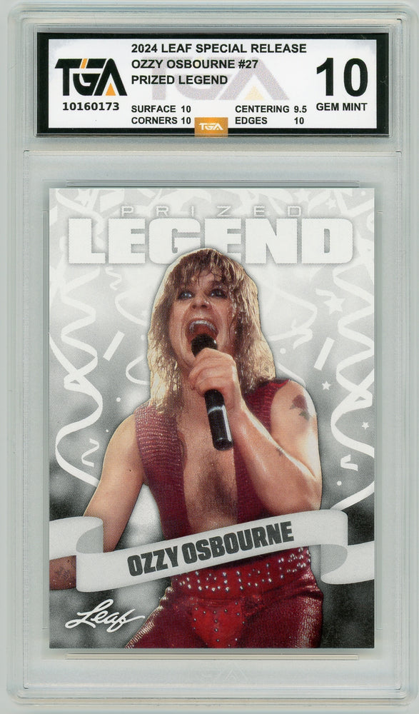 Ozzy Ozbourne #27 2024 Leaf Special Release Prized Legend TGA 10 Gem Mint Graded Card - Pastime Sports & Games