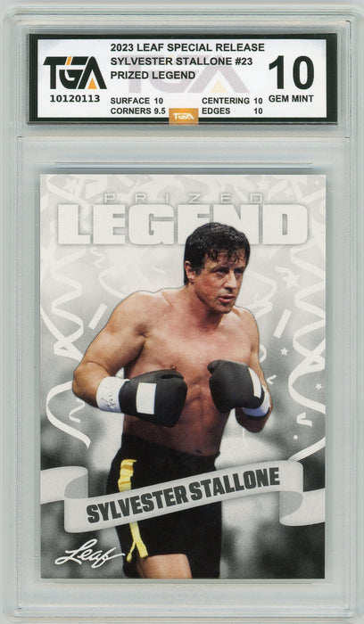 Sylvester Stallone #23 2023 Leaf Special Release Prized Legend TGA 10 Gem Mint Graded Card - Pastime Sports & Games