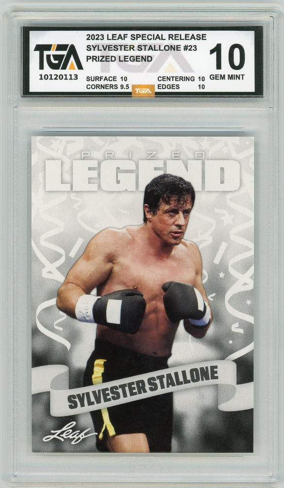Sylvester Stallone #23 2023 Leaf Special Release Prized Legend TGA 10 Gem Mint Graded Card - Pastime Sports & Games