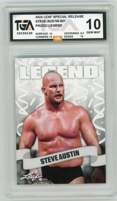 Steve Austin #21 2024 Leaf Special Release Prized Legend TGA 10 Gem Mint Graded Card - Pastime Sports & Games