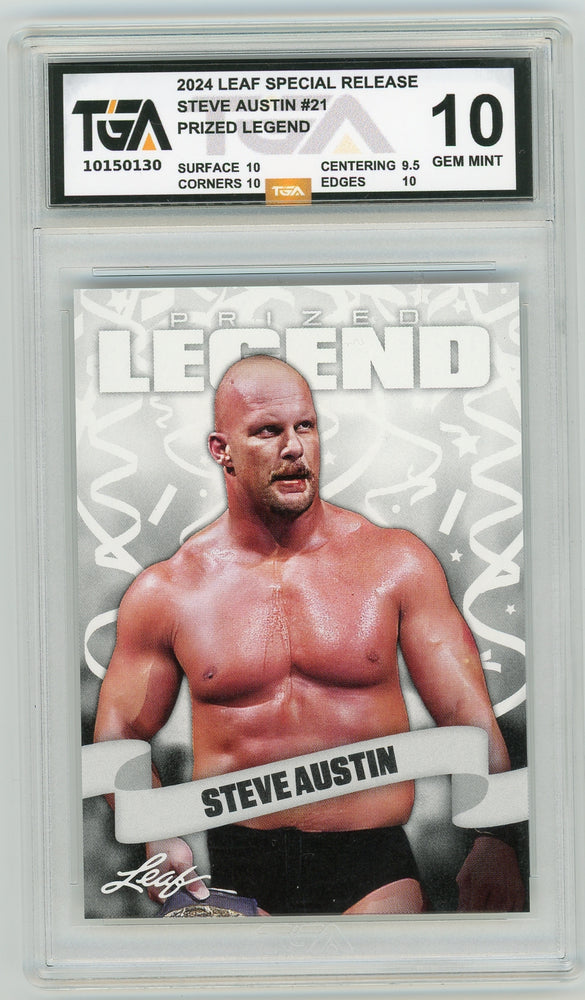 Steve Austin #21 2024 Leaf Special Release Prized Legend TGA 10 Gem Mint Graded Card - Pastime Sports & Games