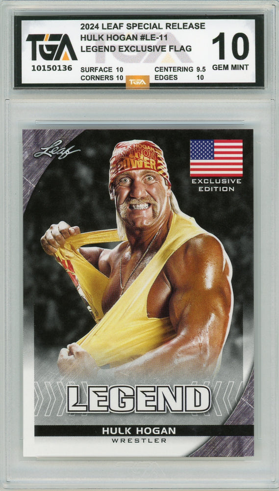 Hulk Hogan #LE-11 2024 Leaf Special Release Legend Exclusive Flag TGA 10 Gem Mint Graded Card - Pastime Sports & Games