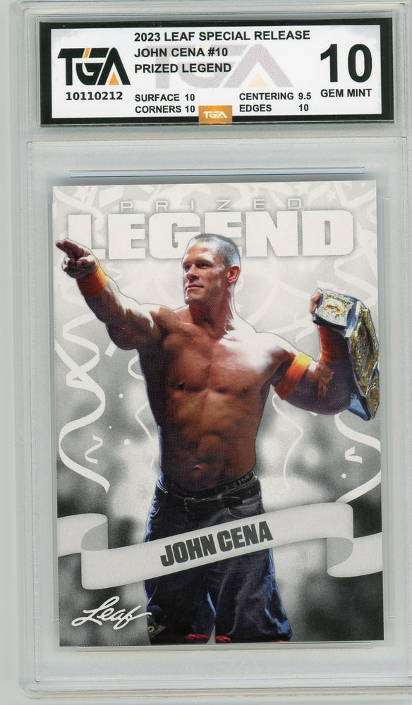 John Cena #10 2023 Leaf Special Release Prized Legend TGA 10 Gem Mint Graded Card - Pastime Sports & Games
