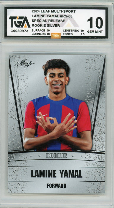 Lamine Yamal #RS-08 2024 Leaf Multi-Sport  Rookie Card Graded TGA 10 Gem Mint - Pastime Sports & Games