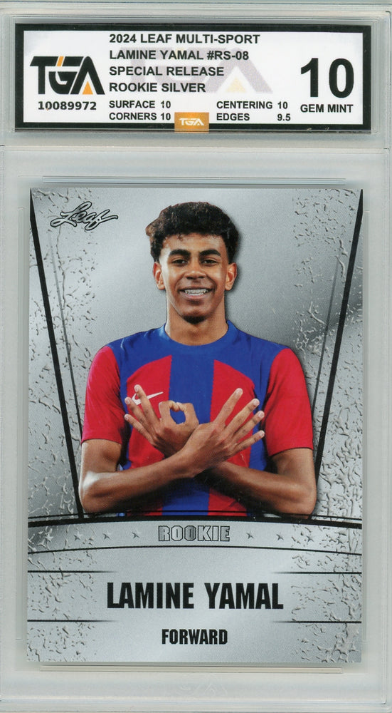 Lamine Yamal #RS-08 2024 Leaf Multi-Sport  Rookie Card Graded TGA 10 Gem Mint - Pastime Sports & Games