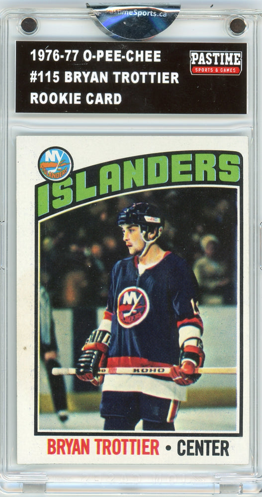 Bryan Trottier #115 1976/77 O-Pee-Chee Hockey Rookie Card Encased in Magpro - Pastime Sports & Games
