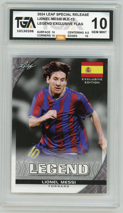 Lionel Messi #LE-13 2024 Leaf Multi-Sport Special Release Graded TGA 10 Gem Mint - Pastime Sports & Games