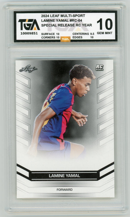 Lamine Yamal #RC-04 2024 Leaf Multi-Sport Rookie Card Graded TGA 10 Gem Mint - Pastime Sports & Games