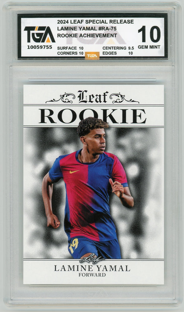 Lamine Yamal #RA-75 2024 Leaf Multi-Sport Rookie Card TGA 10 Gem Mint Graded - Pastime Sports & Games