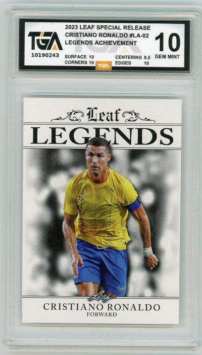 Cristiano Ronaldo 2023 Leaf Legends Achievement Special Release TGA 10 Gem Mint Graded Card - Pastime Sports & Games