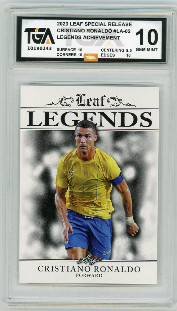Cristiano Ronaldo 2023 Leaf Legends Achievement Special Release TGA 10 Gem Mint Graded Card - Pastime Sports & Games
