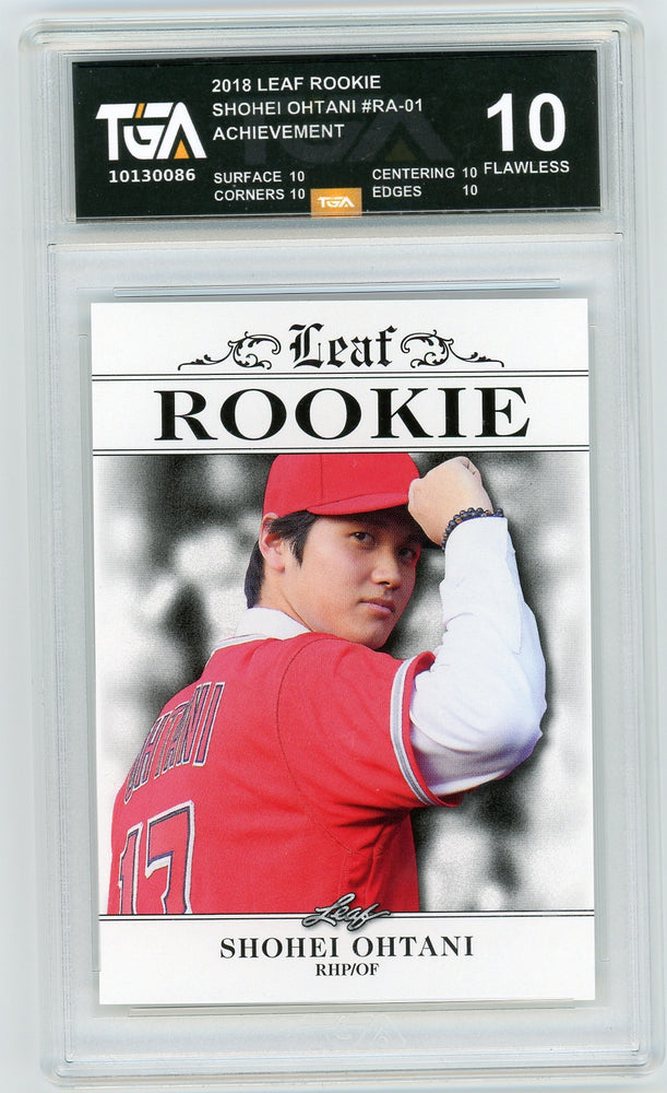 Shohei Ohtani #RA-01 2018 Leaf Rookie Achievement TGA 10 Flawless Black Label Rookie Card - Pastime Sports & Games