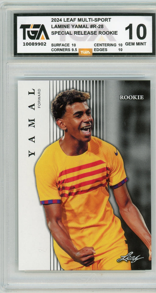 Lamine Yamal #R-28 2024 Leaf Multi-Sport Special Release Rookie TGA 10 Gem Mint Graded Rookie Card - Pastime Sports & Games