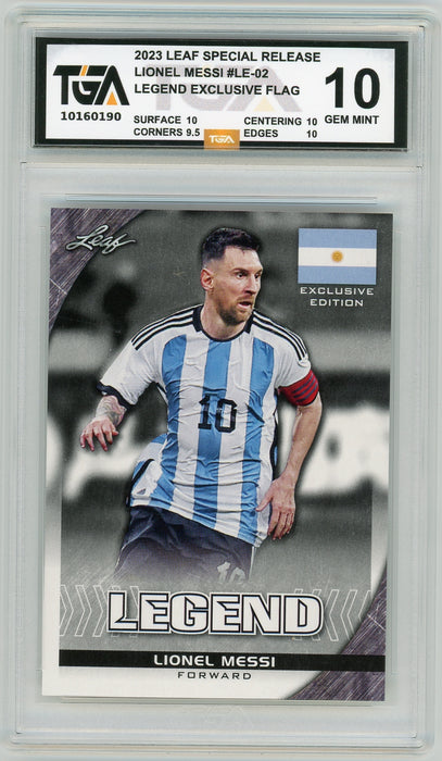 Lionel Messi #LE-02 2023 Leaf Multi-Sport Special Release Graded  TGA 10 Gem Mint - Pastime Sports & Games