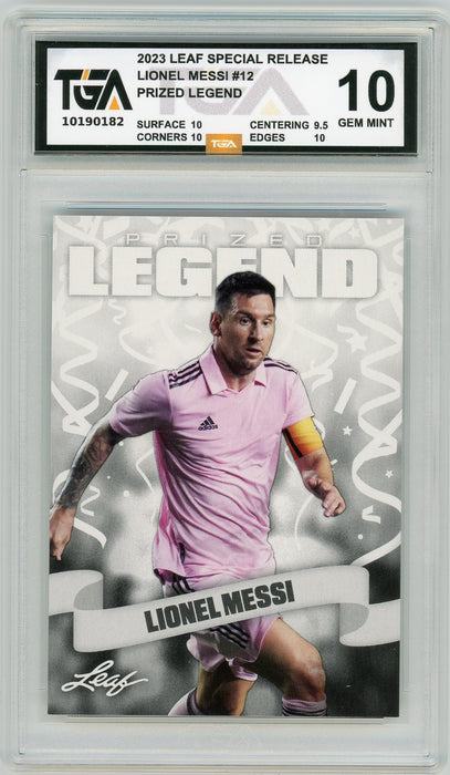 Lionel Messi #12 2023 Leaf Special Release Prized Legend TGA 10 Gem Mint Graded Card - Pastime Sports & Games