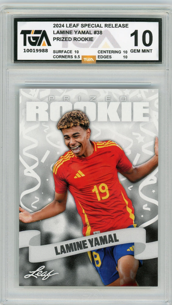 Lamine Yamal #38 2024 Leaf Special Release Prized Rookie Card Graded TGA 10 Gem Mint - Pastime Sports & Games