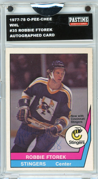 Robbie Ftorek #35 1977/78 O-Pee-Chee WHL Hockey Autographed Card Encased in Magpro - Pastime Sports & Games