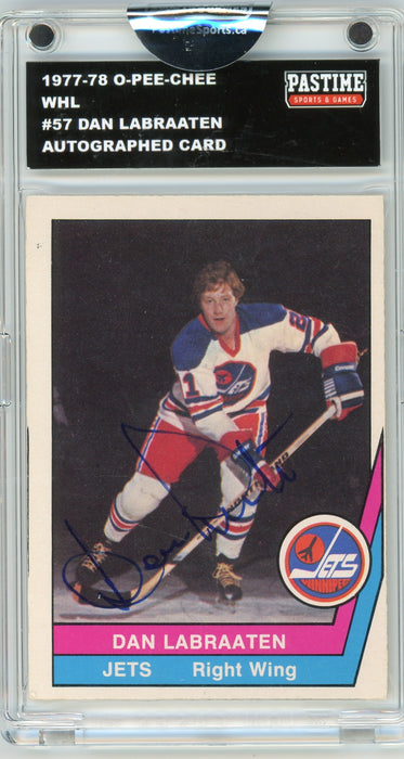 Dan Labraaten #57 1977/78 O-Pee-Chee WHL Hockey Autographed Card Encased in Magpro - Pastime Sports & Games