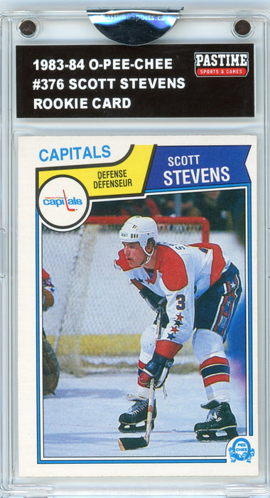 Scott Steven #376 1983/84 O-Pee-Chee Hockey Rookie Card Encased in Magpro - Pastime Sports & Games