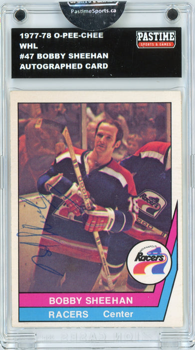 Bobby Sheehan #47 1977/78 O-Pee-Chee WHL Hockey Autographed Card Encased in Magpro - Pastime Sports & Games