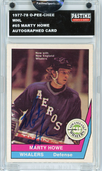 Marty Howe #65 1977/78 O-Pee-Chee WHL Hockey Autographed Card Encased in Magpro - Pastime Sports & Games
