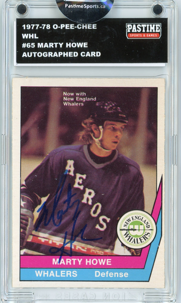 Marty Howe #65 1977/78 O-Pee-Chee WHL Hockey Autographed Card Encased in Magpro - Pastime Sports & Games