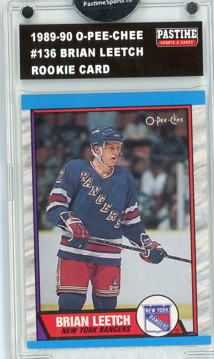 Brian Leetch #136 1989/90 O-Pee-Chee Hockey Rookie Card Encased in Magpro - Pastime Sports & Games