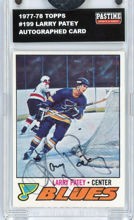 Larry Patey #199 1977/78 Topps Hockey Autographed Card Encased in Magpro - Pastime Sports & Games
