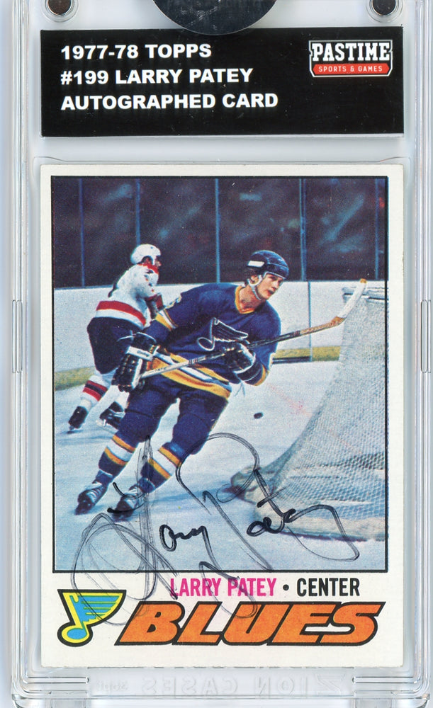 Larry Patey #199 1977/78 Topps Hockey Autographed Card Encased in Magpro - Pastime Sports & Games