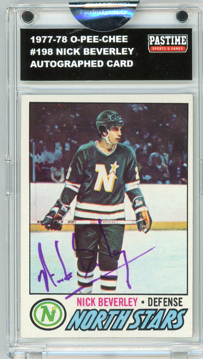 Nick Beverley #198 1977/78 Topps Hockey Autographed Card Encased in Magpro - Pastime Sports & Games