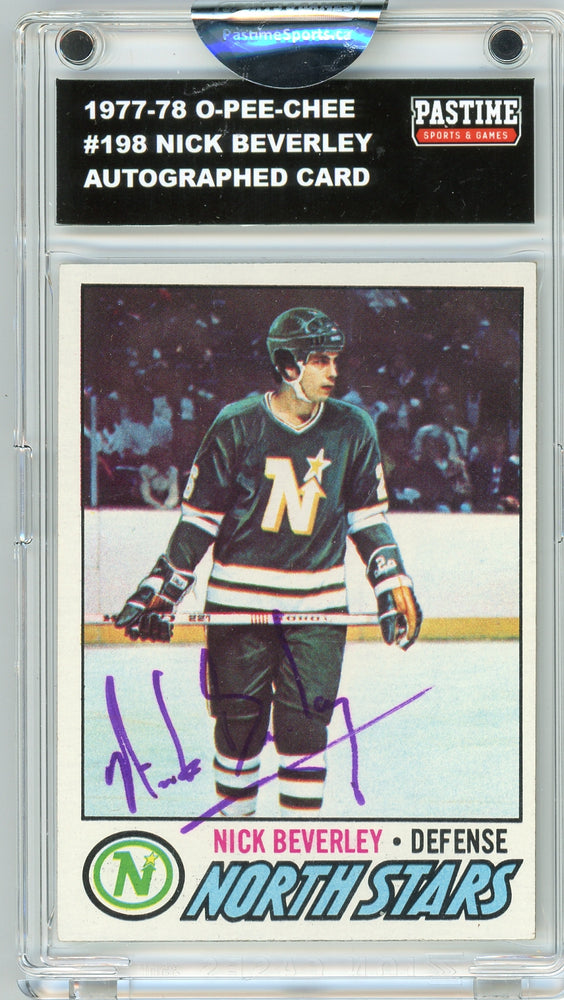 Nick Beverley #198 1977/78 Topps Hockey Autographed Card Encased in Magpro - Pastime Sports & Games