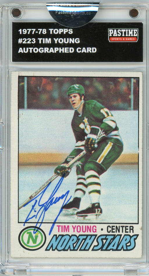 Tim Young #223 1977/78 Topps Hockey Autographed Card Encased in Magpro - Pastime Sports & Games