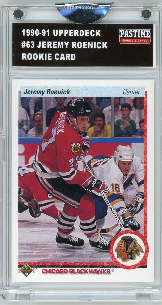 Jeremy Roenick #63 1990/91 Upper Deck Hockey Rookie Card Encased in Magpro - Pastime Sports & Games