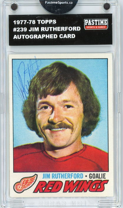 Jim Rutherford #239 1977/78 Topps Hockey Autographed Card Encased in Magpro - Pastime Sports & Games