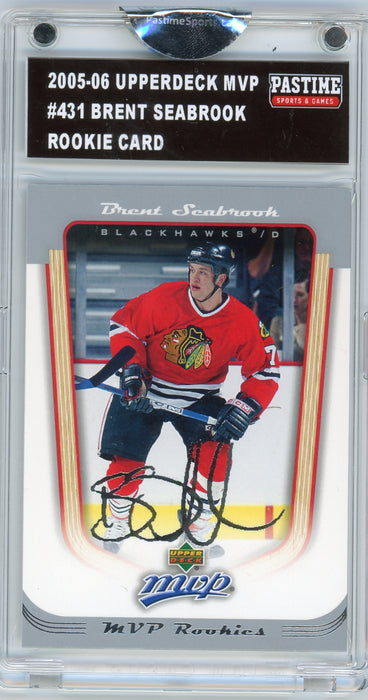 Brent Seabrook #431 2005/06 Upper Deck MVP Hockey Rookie Card Encased in Magpro - Pastime Sports & Games
