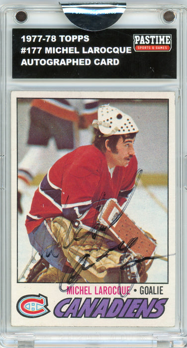 Michel Larocque #177 1977/78 Topps Hockey Autographed Card Encased in Magpro - Pastime Sports & Games