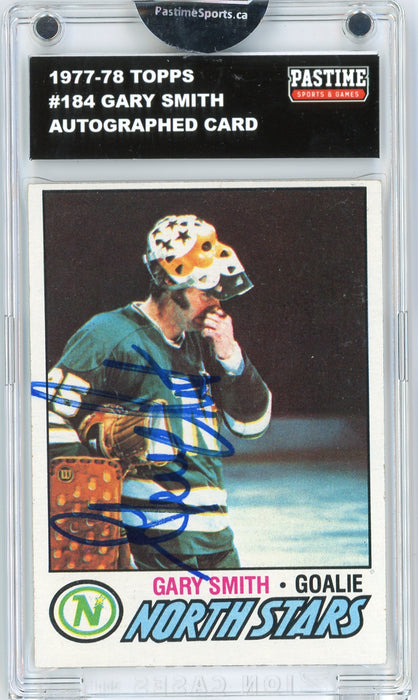 Gary Smith #184 1977/78 Topps Hockey Autographed Card Encased in Magpro - Pastime Sports & Games