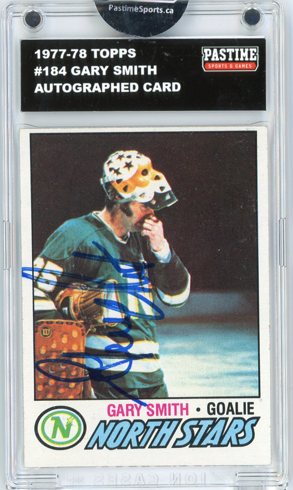Gary Smith #184 1977/78 Topps Hockey Autographed Card Encased in Magpro - Pastime Sports & Games